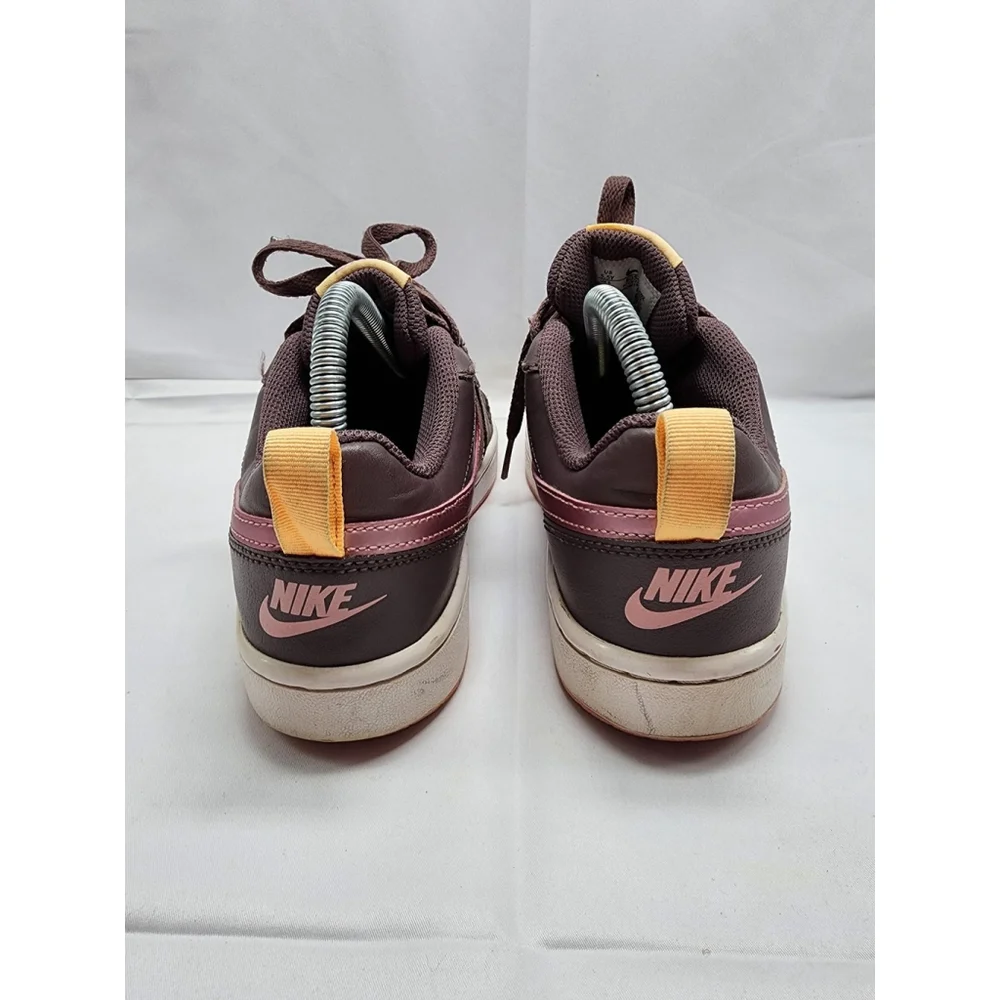 Nike Court Vision Low SE Leather Sneakers Brown Pink Swoosh Youth Size 5.5Y Used